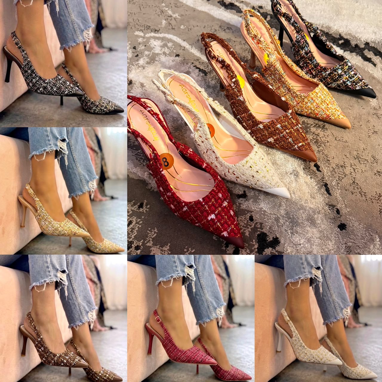 ✨ Luxury Embellished Pointed-Toe Slingback Heels 👠✨